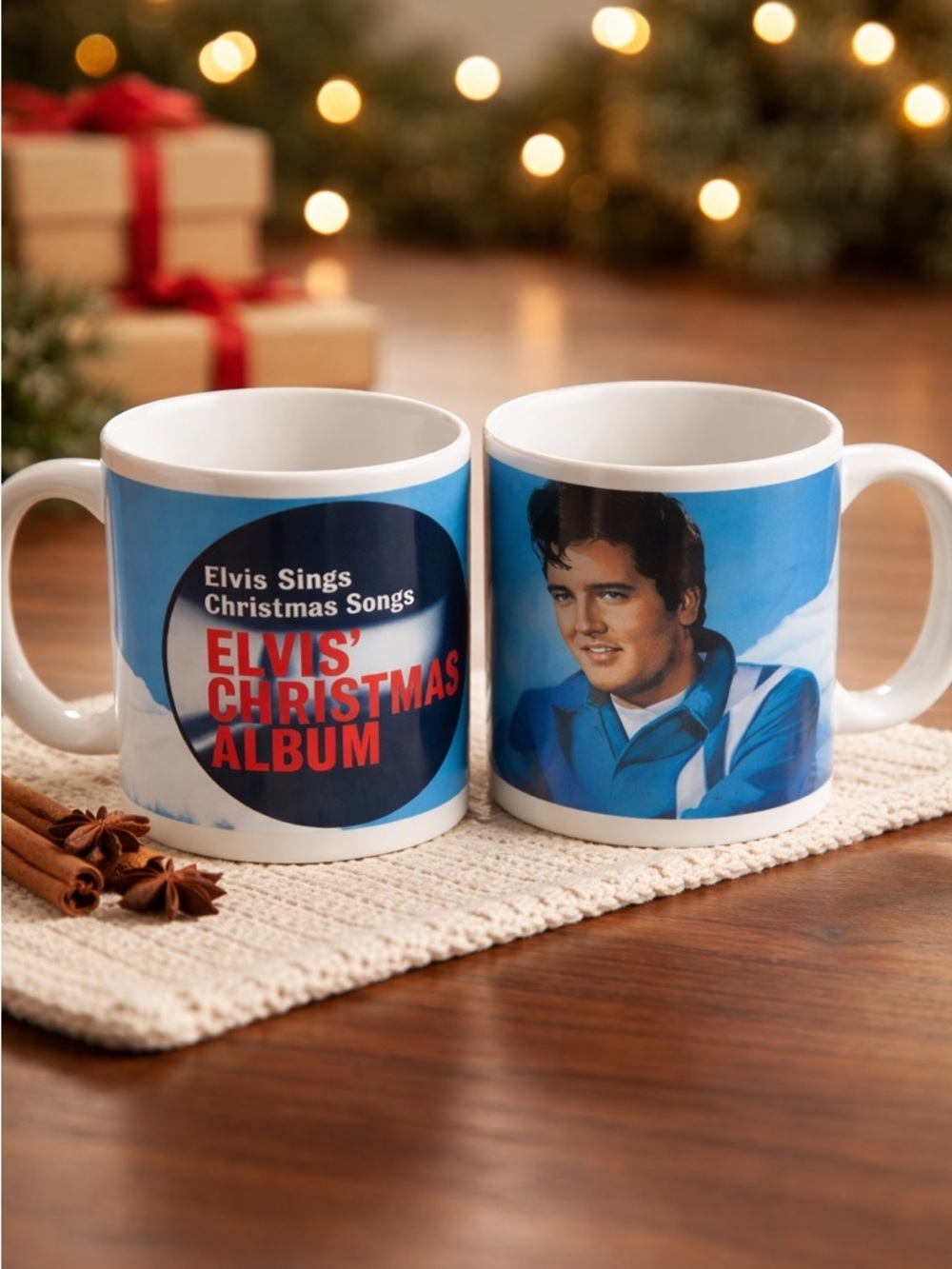 EUC Set of 2 Elvis Christmas Album Coffee Mugs Coffee Cups